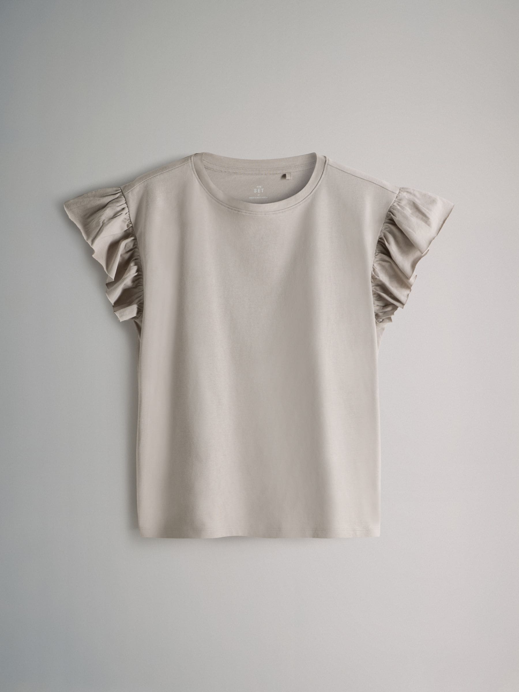 Marineblauw/paarsrood/Bruin/Crème - The Set - 4 T-shirts met korte mouwen en ruches