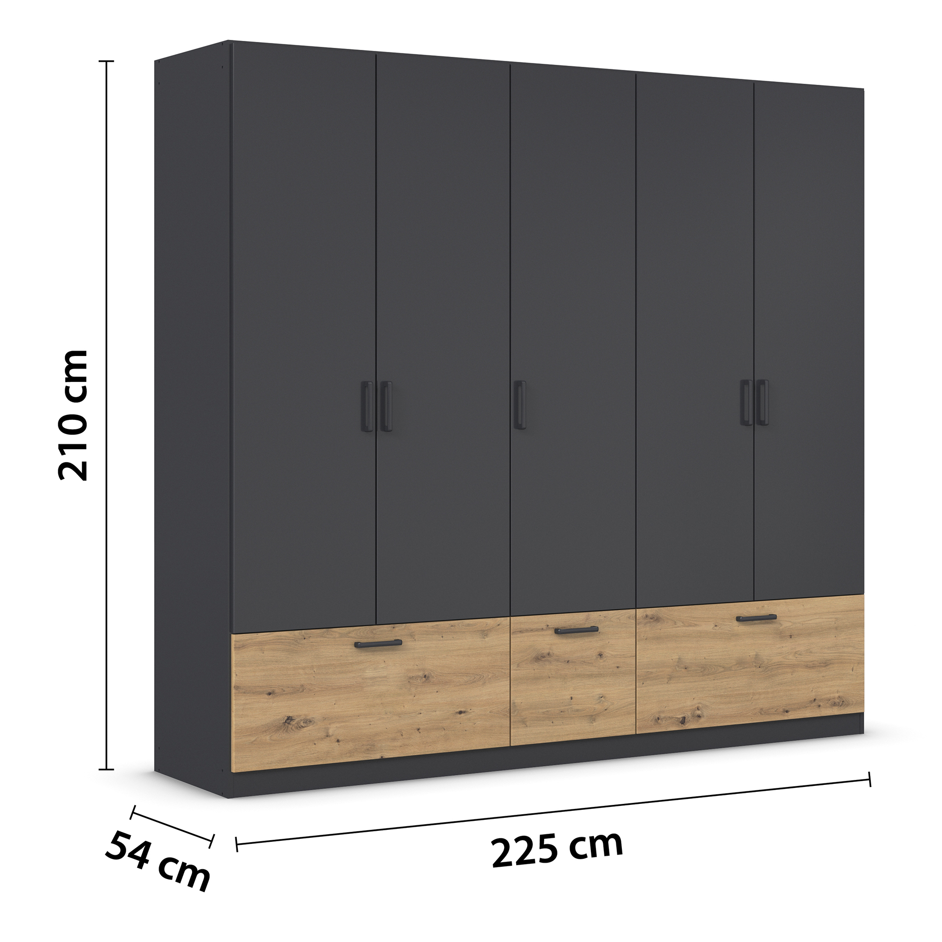 Drehtürenschrank - grau-metallic-Artisan Eiche - 226 cm