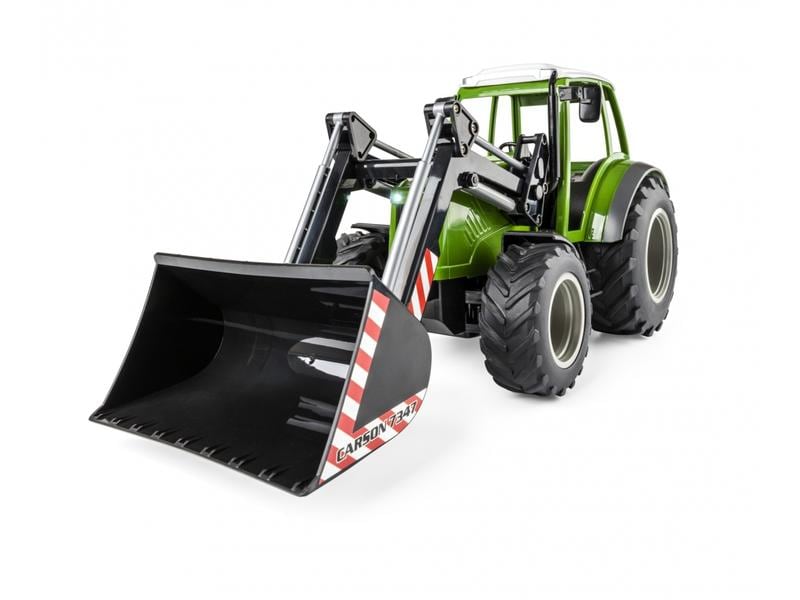 Carson Traktor mit Frontlader Grün, 1:16, RTR Ferngesteuerter Traktor mit funktionsfähigem Frontlader