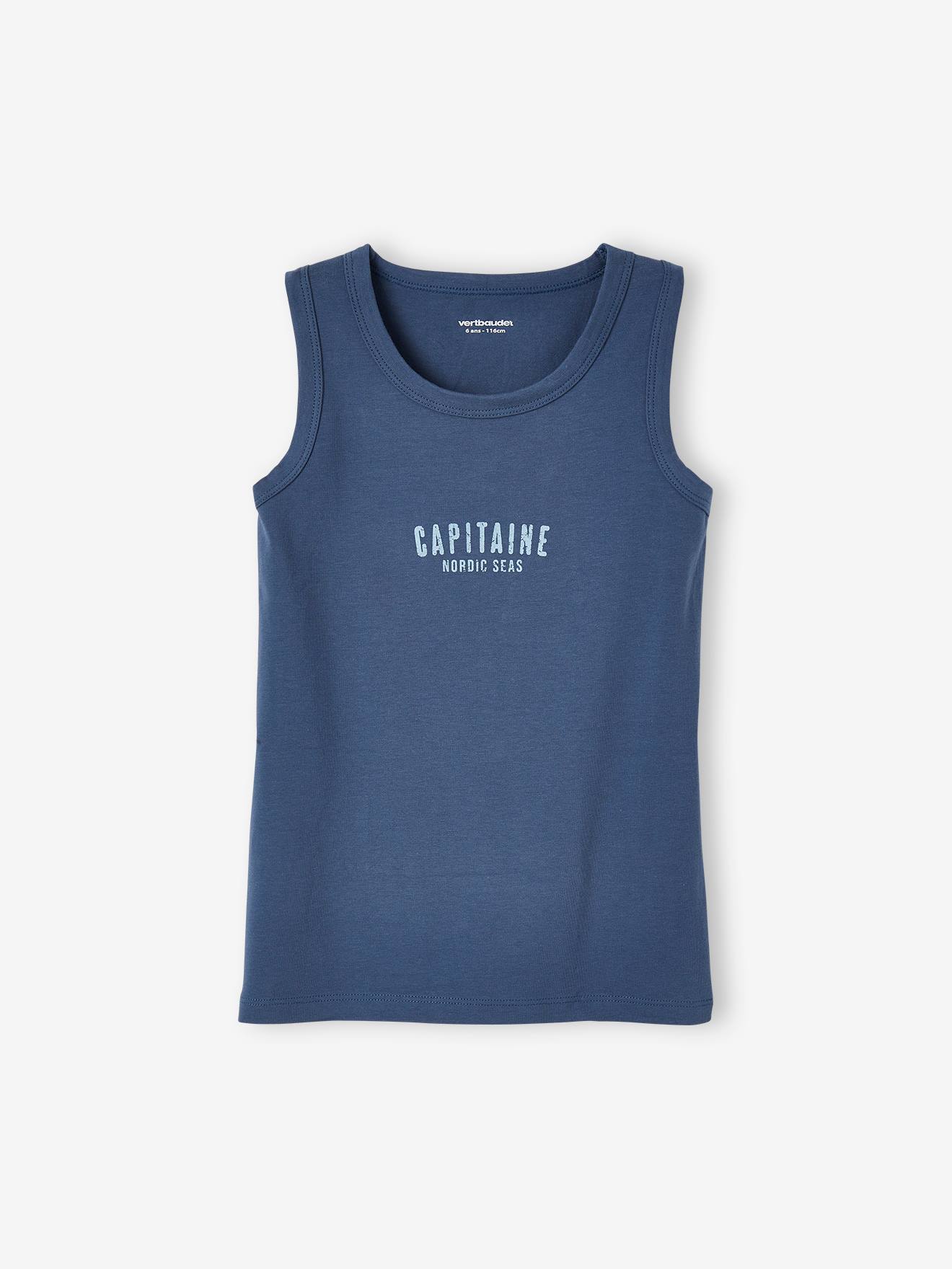 Conjunto de 3 camisetas regatas azul-claro com estampa de baleias para meninos