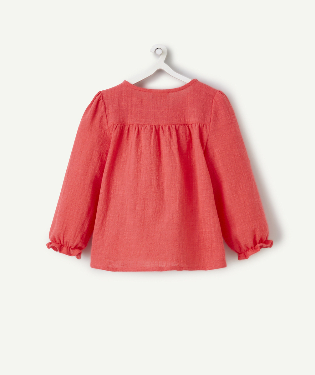 BLOUSE MANCHES LONGUES BÉBÉ FILLE ROSE AVEC DÉTAILS VOLANTÉS
