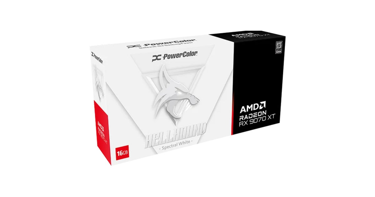 PowerColorRadeon RX 9070 XT Hellhound Spectral White 16GB GDDR6 grafische kaart  (Wit, RDNA4, GDDR6, 3x DisplayPort, 1x HDMI)