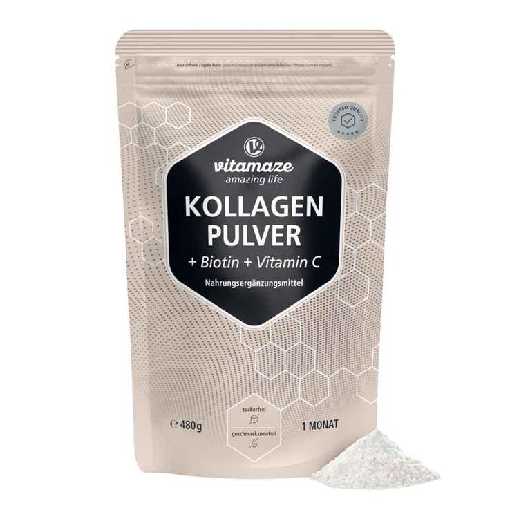 Kollagen Pulver + Biotin + Vitamin C, 480 g