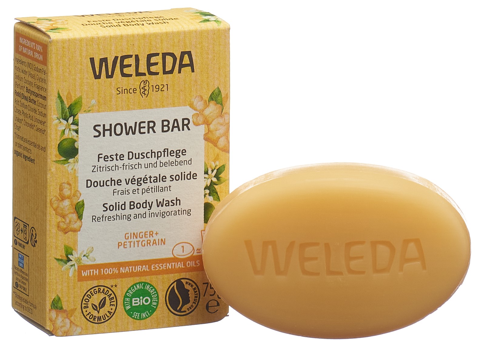 Weleda Feste Duschpflege fest Ginger Petitgrain 75 g