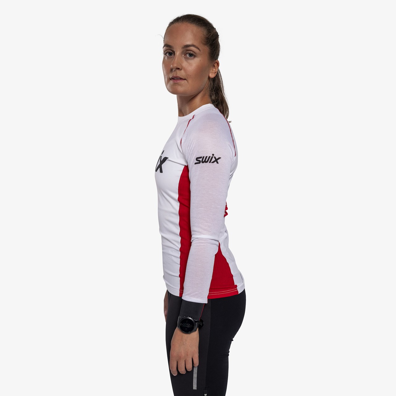 Triac Dry Breathe Long Sleeve Dame Bright White/Swix Red