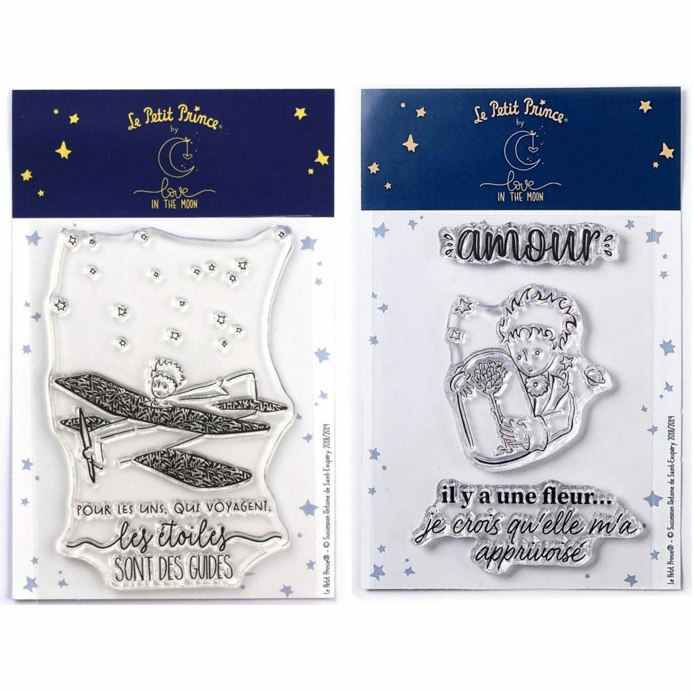 4 tampons transparents le petit prince avion et fleur