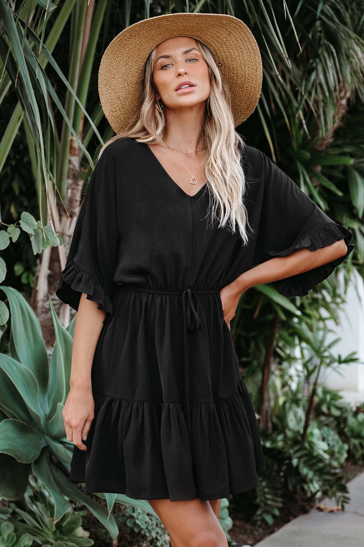 Robe mini noire à blouson