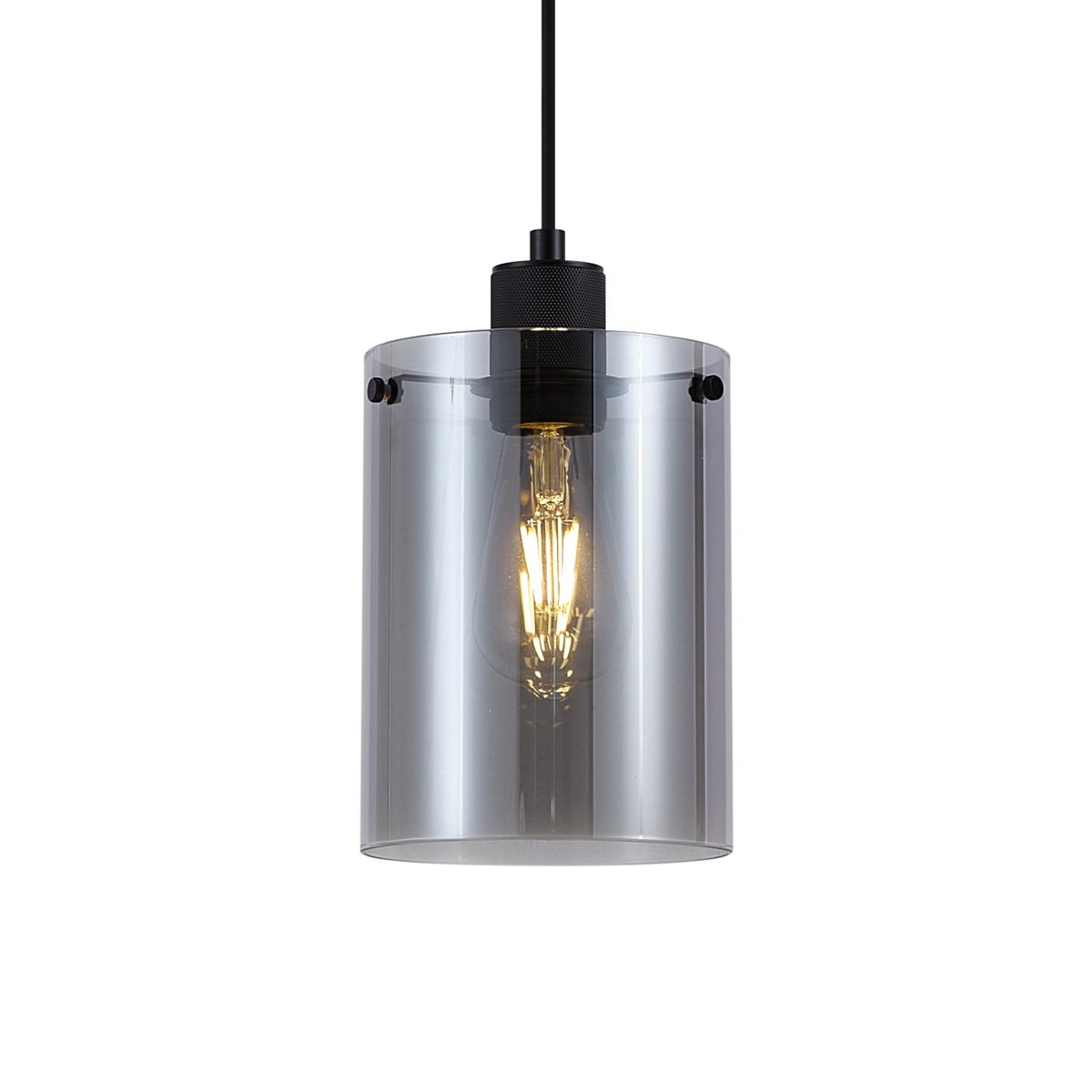 Design hanglamp zwart met smoke glas - Domo