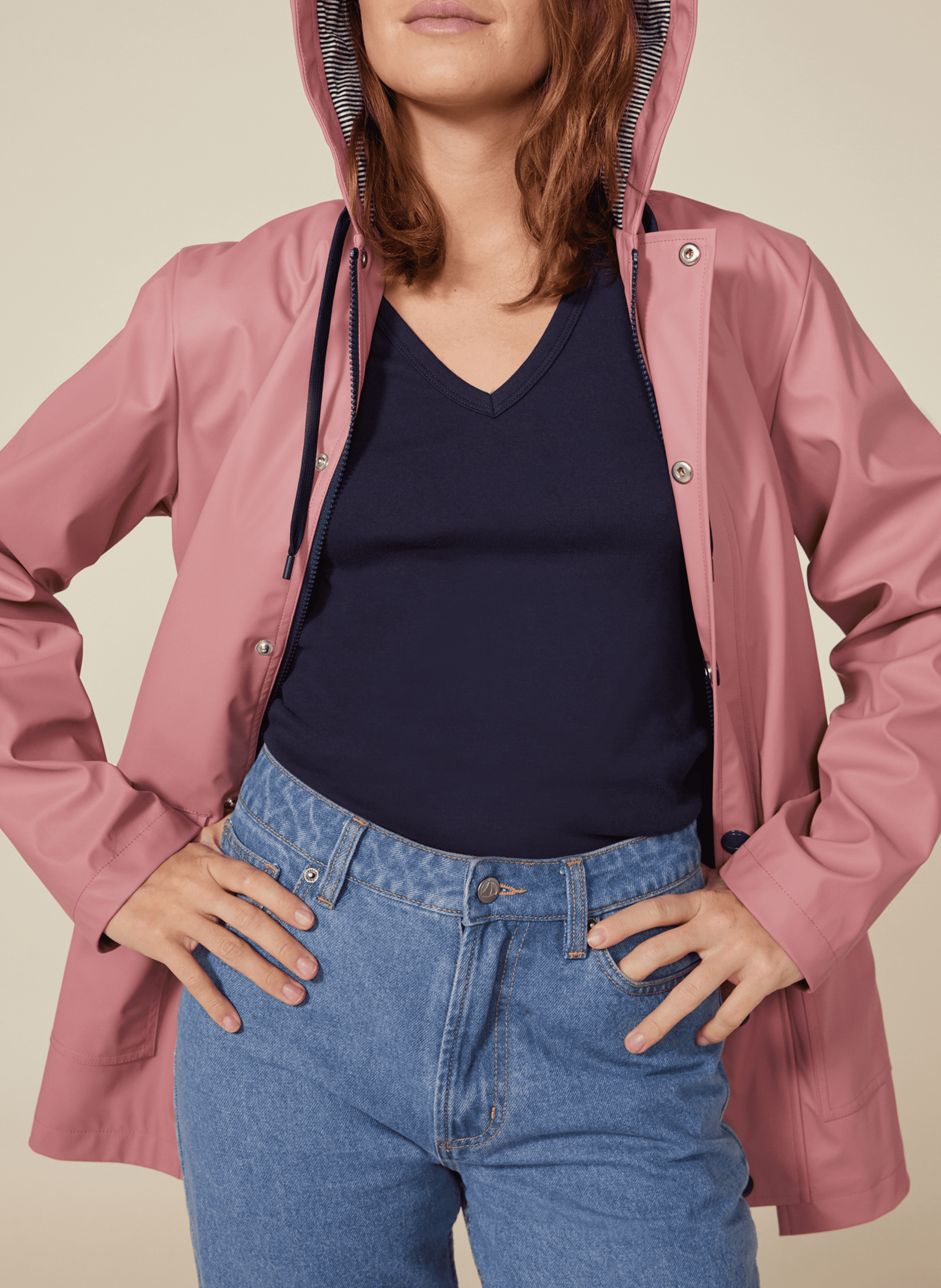 Imperméable col rond | Bleu