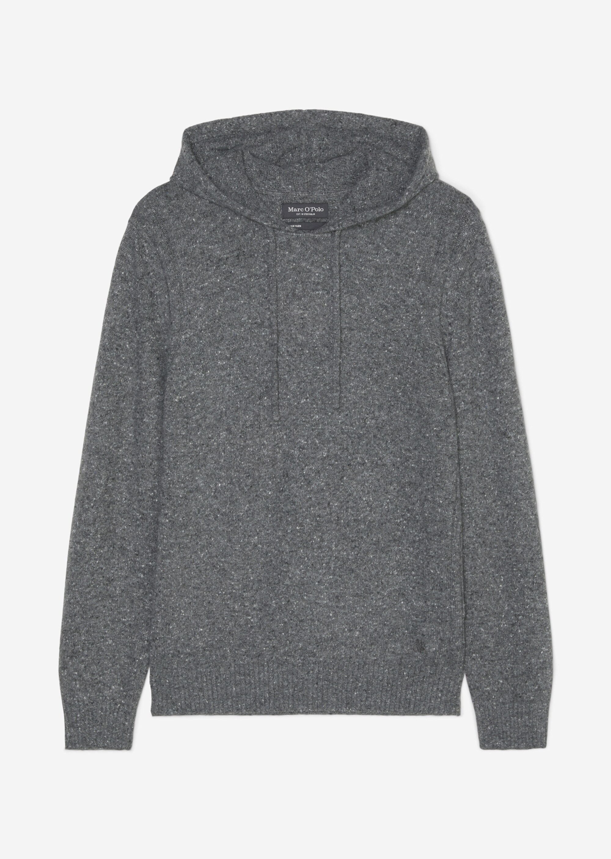 Pullover regular mit Kapuze aus gesprenkeltem Tweedgarn