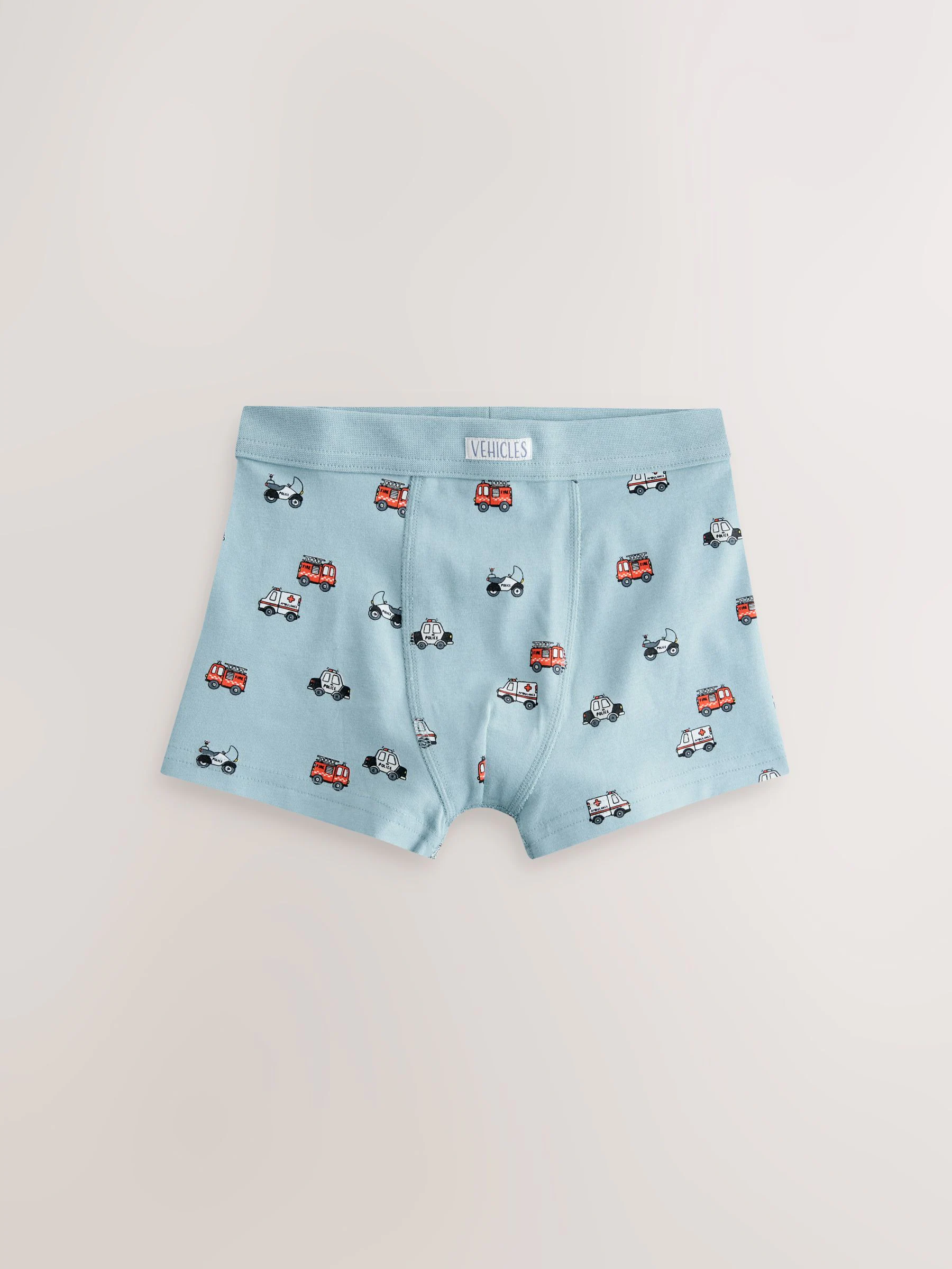 Rood/blauw met hulpvoertuigenprint - Verpakking van 7 boxershorts (1,5 - 12 jr)
