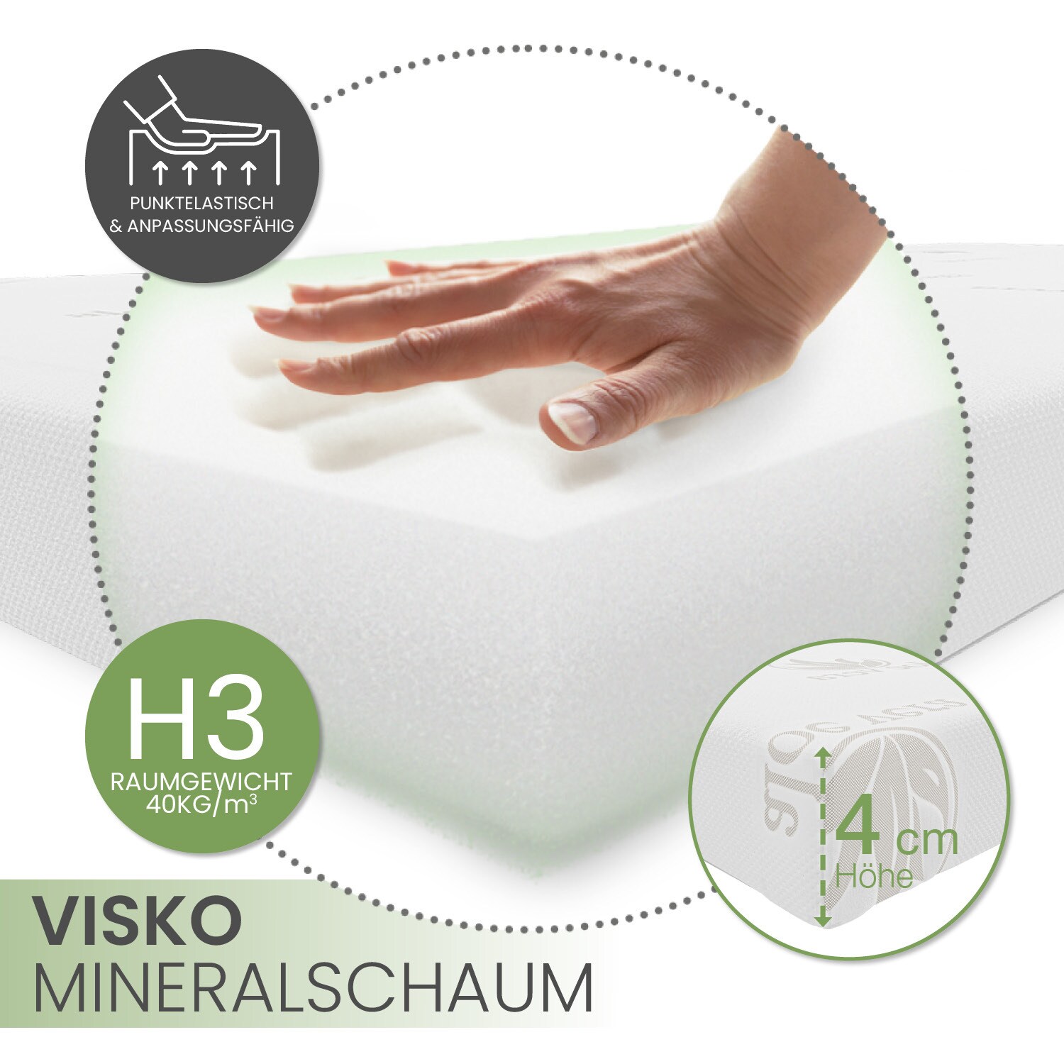 Bestschlaf Visko-Mineralschaum Matratzenauflage, Höhe 4 cm