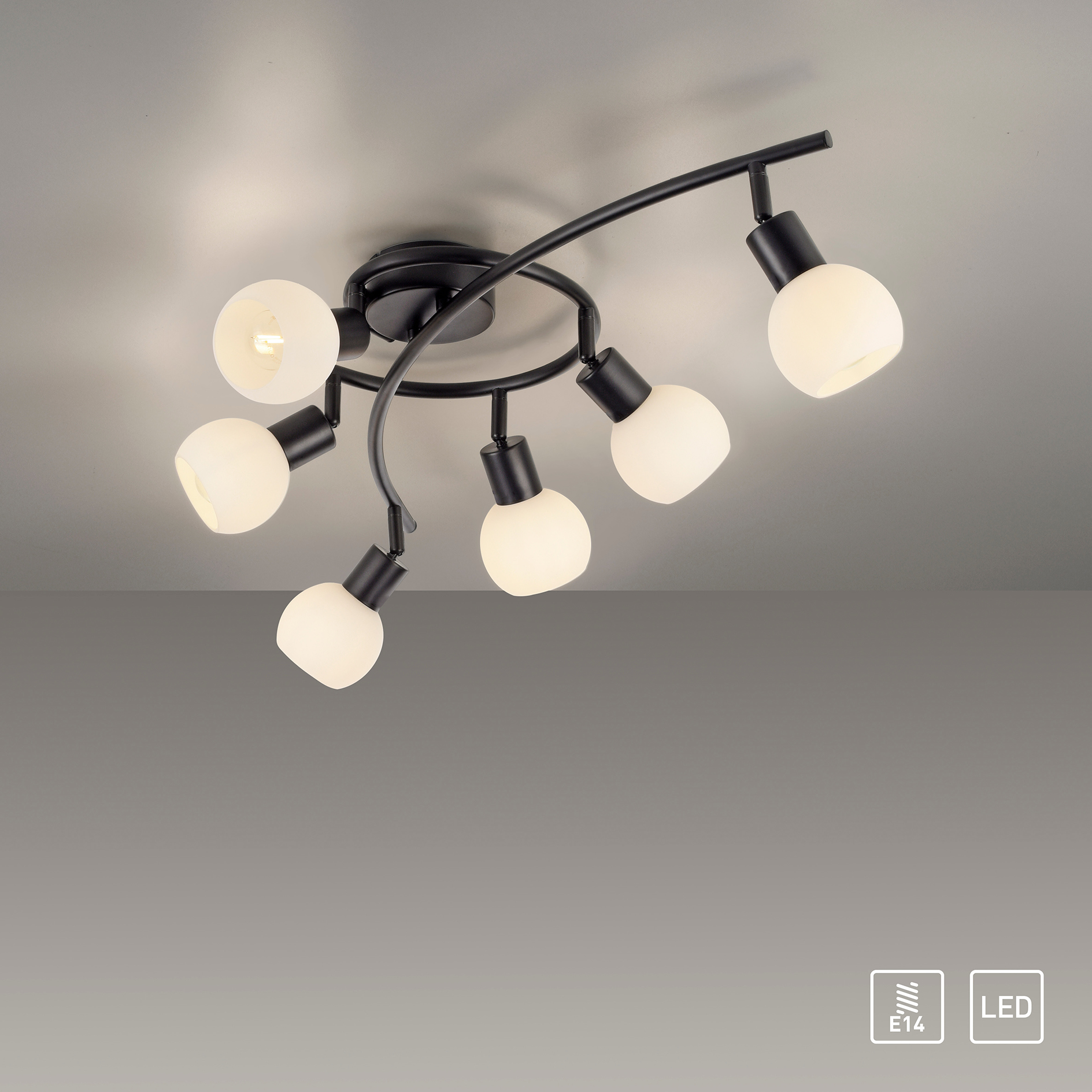 LED-Deckenstrahler - schwarz - 6-flammig