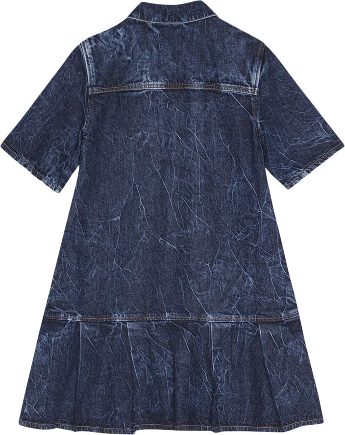 Ganni Crinkled Future Denim Mini Dress Mid blue stone