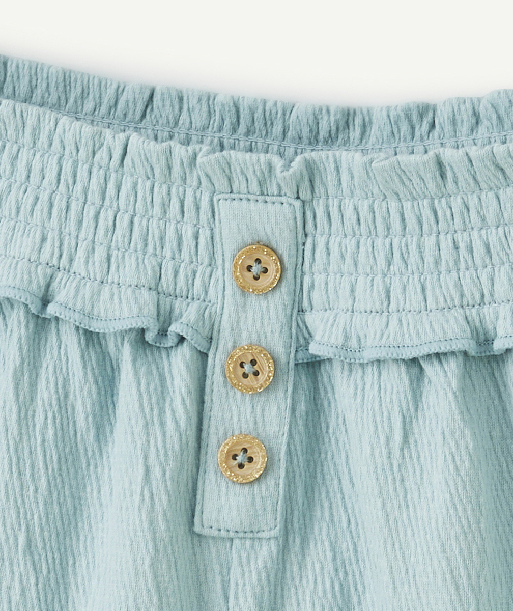 short en maille fille bleu vert avec taille élastiquée