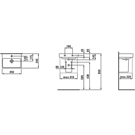 Laufen Pro-s håndvask 450 x 340 mm