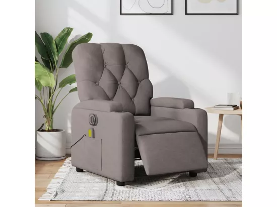 Fauteuil massant inclinable électrique Taupe Tissu