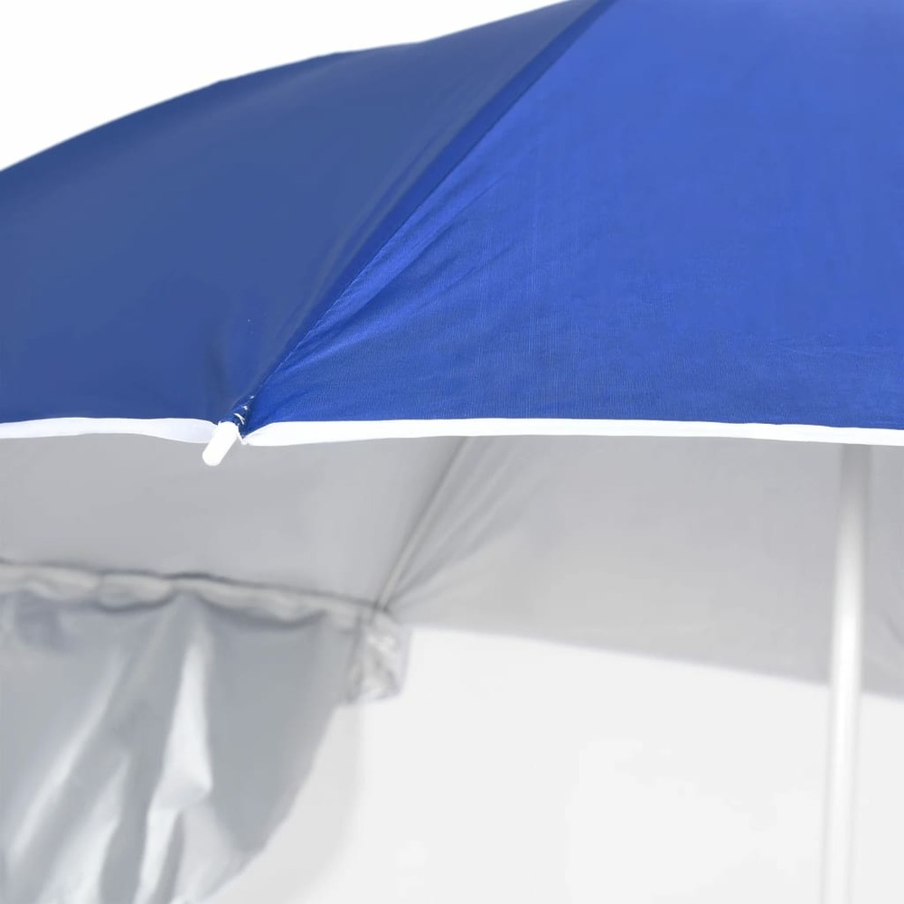 Parasol mobilier de jardin de plage avec parois latérales 215 cm bleu