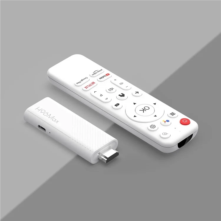 HDMI WiFi 4K Streaming Dongle mit Android 14.0 / Cortex A53 Quad-Core CPU / Bluetooth /  Sprachsteuerung / 2GB RAM   16GB Speicherplatz - Weiss