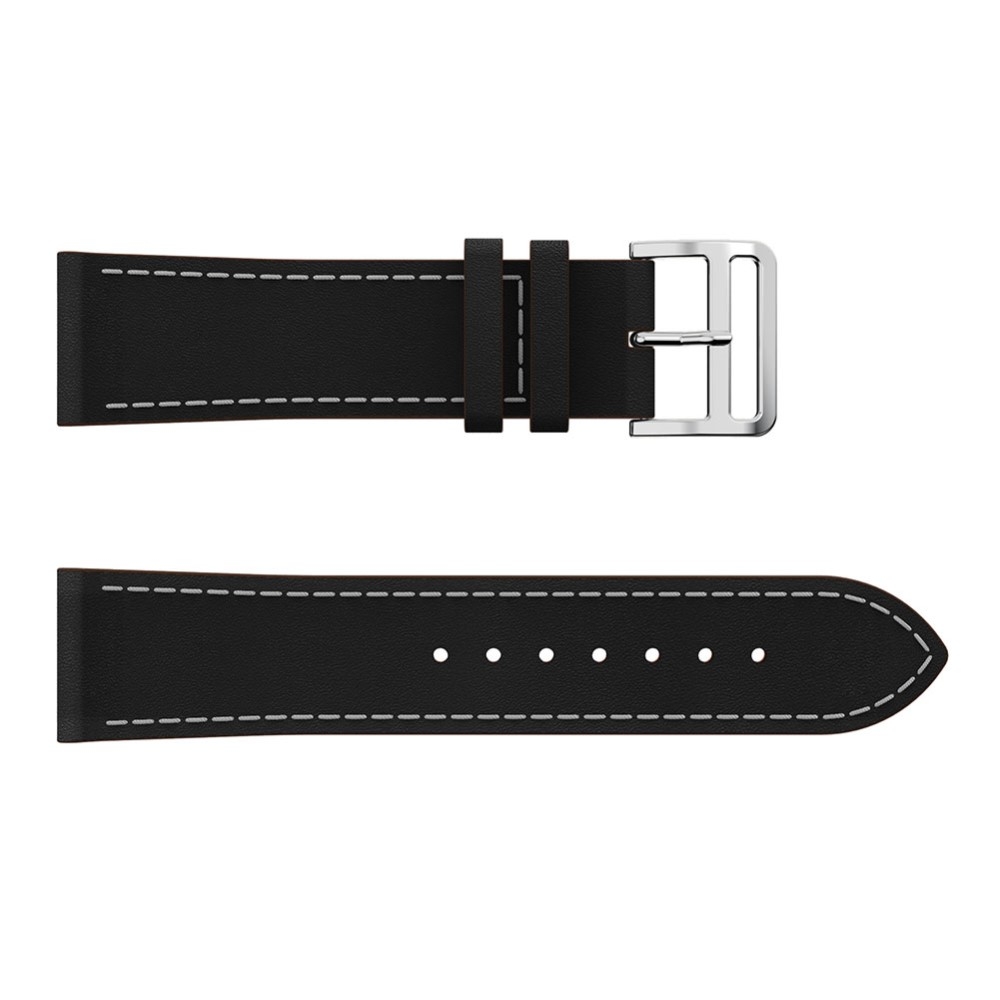 Fitbit Versa / Versa 2 / Versa Lite Echtleder Ersatz Armband mit Metallverschluss - Schwarz