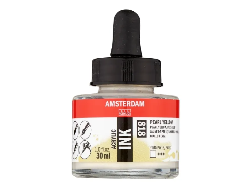 Amsterdam Acrylic Ink Bottle Pearl Yellow 818