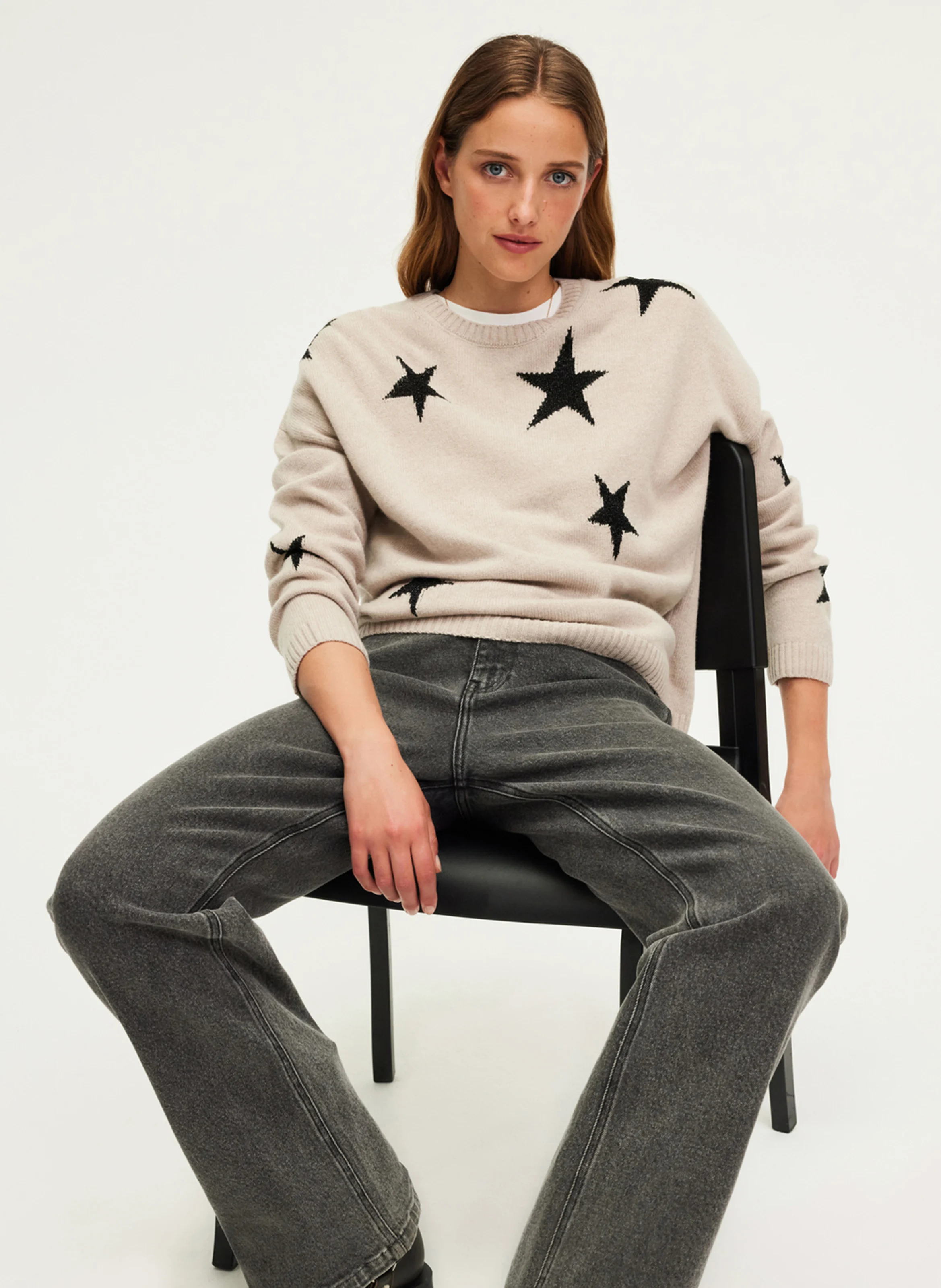 JESSALYNN - Pull droit à col rond | Beige