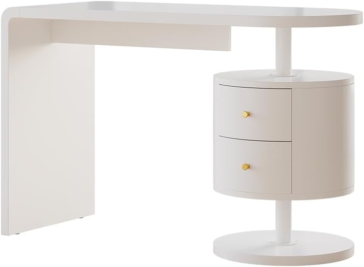 Vicco Schreibtisch Lara, Arbeitstisch für das Büro, Weiß Hochglanz, 120 x 50 cm mit 2 Schubladen