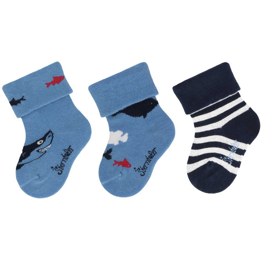 Sterntaler Baby-Socken 3er-Pack Hai samtblau
