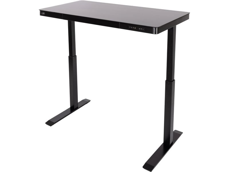 seville classics Stehtisch Airlift 1.2 x 0.6 m, Schwarz Tischgestell mit Glasplatte