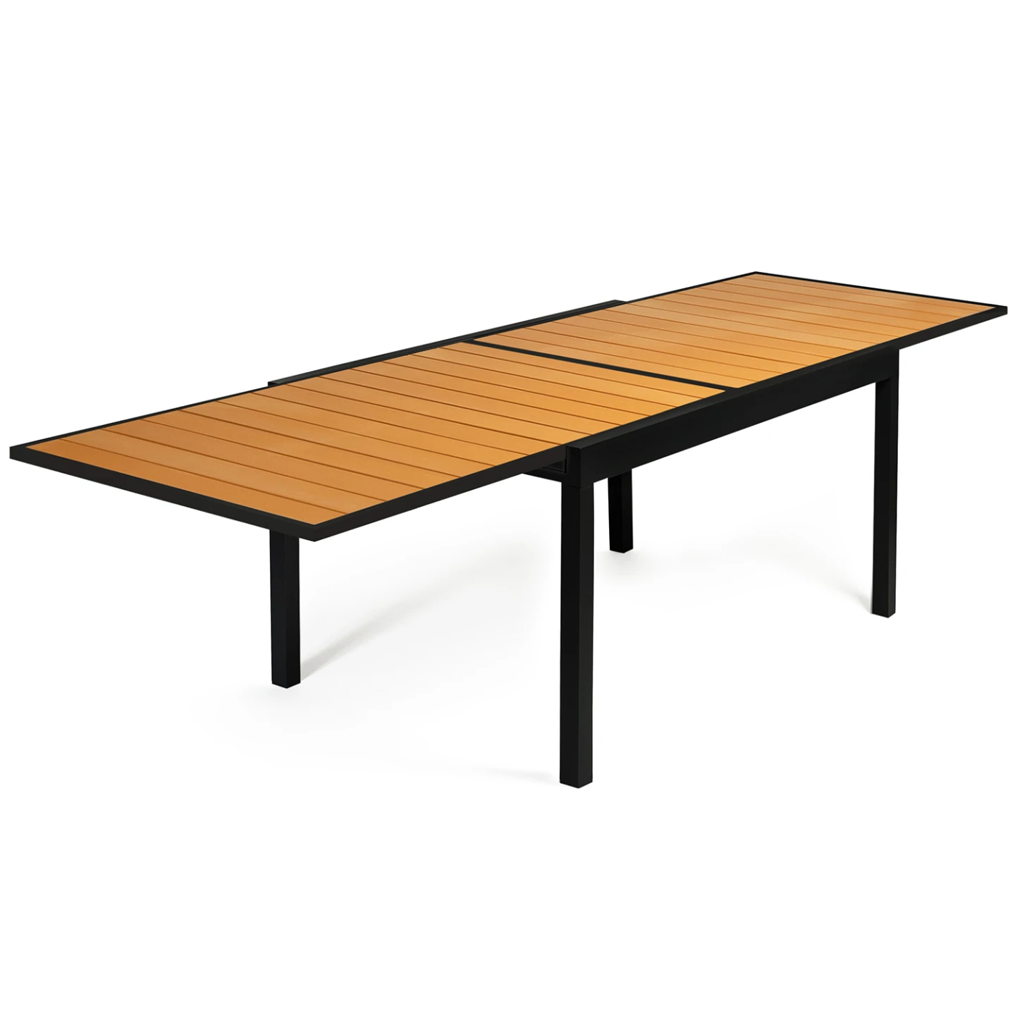 Salon de jardin POLY extensible table 135/270 cm et 12 chaises bois et noir