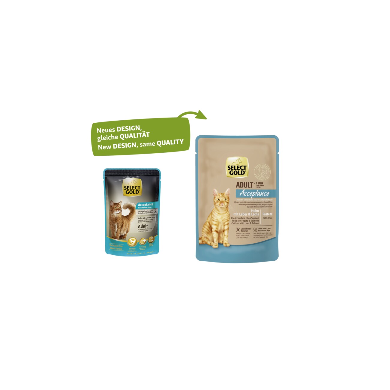 SELECT GOLD Adult Acceptance Huhn mit Leber & Lachs 12x85 g
