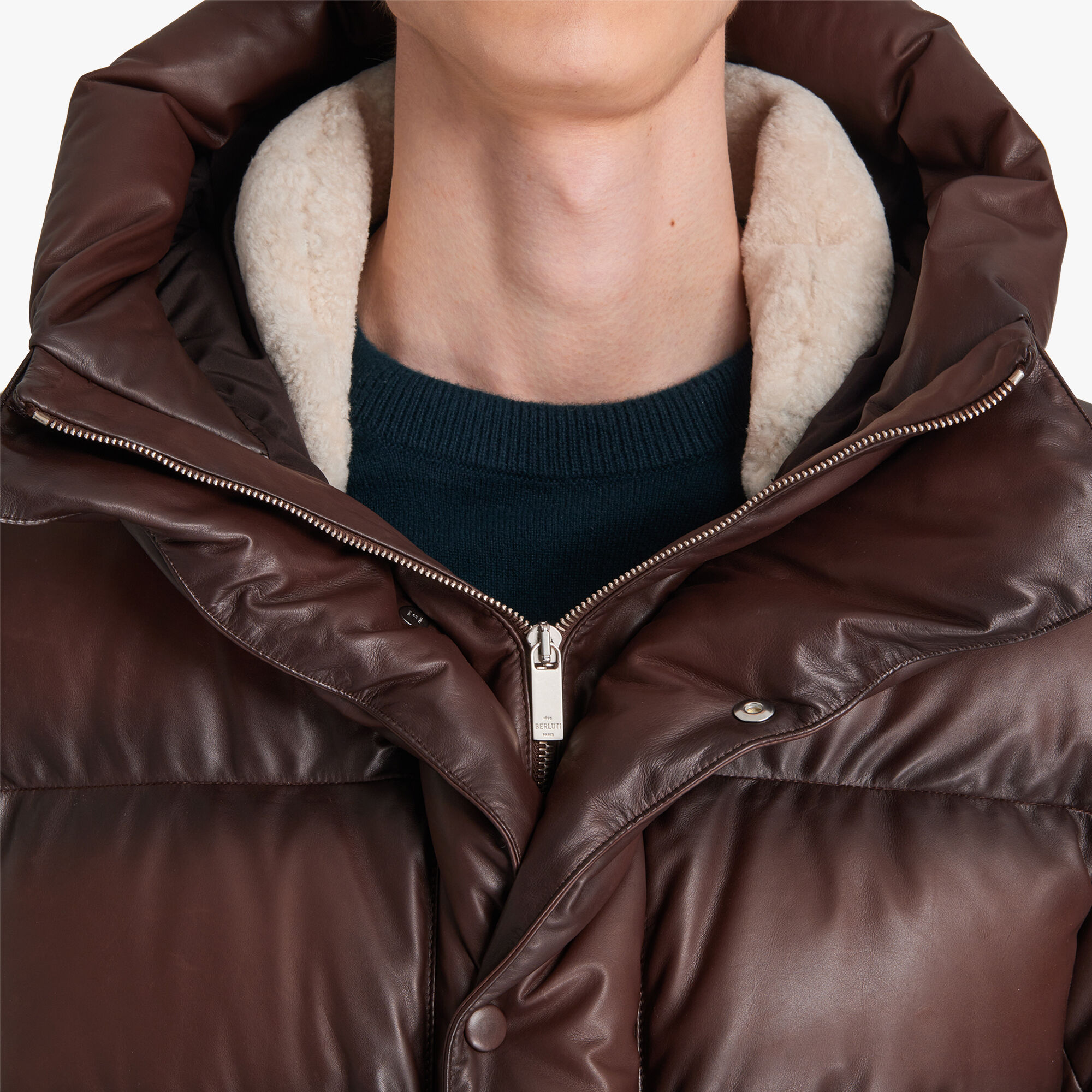 Doudoune En Cuir Patine