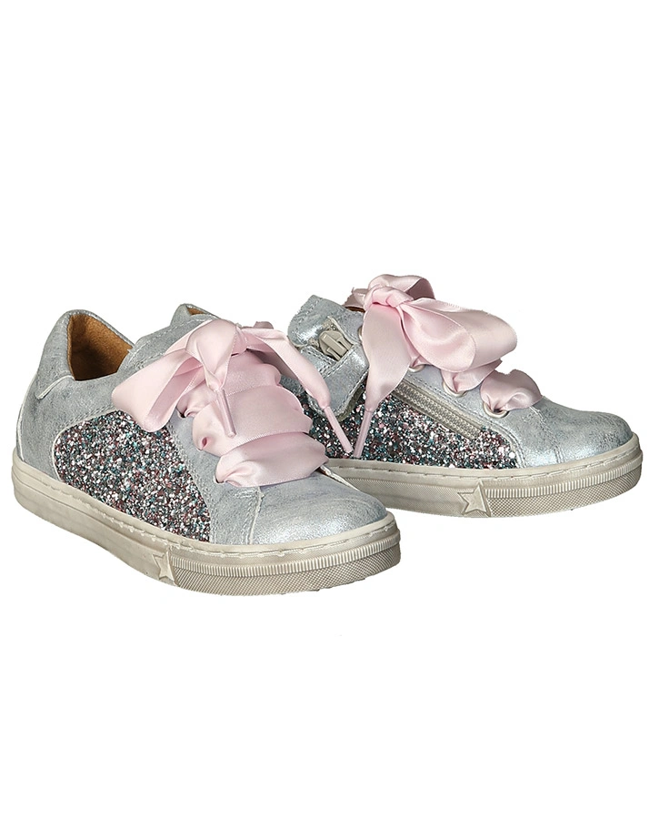 Schnür-Halbschuhe STAR GIRL mit Glitzer in ice