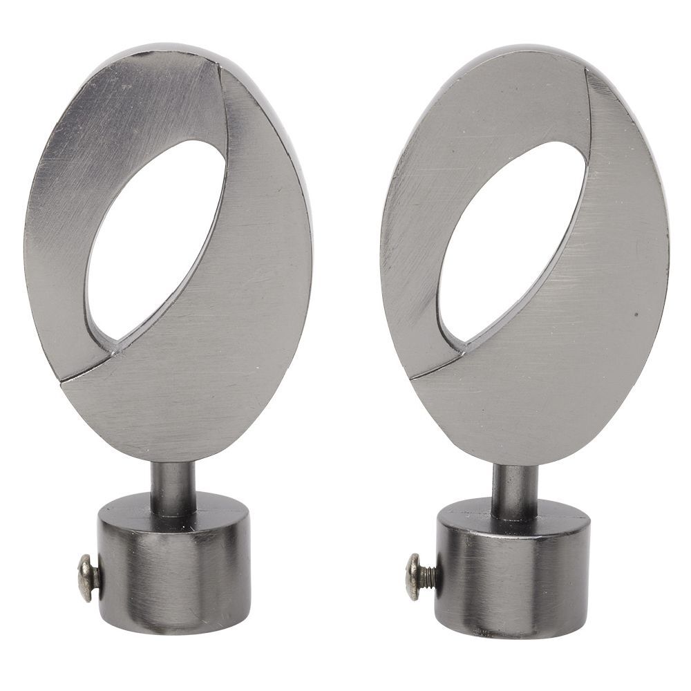 Embout tringle à rideau Ø20mm ovale ajouré aluminium poudre canon x2