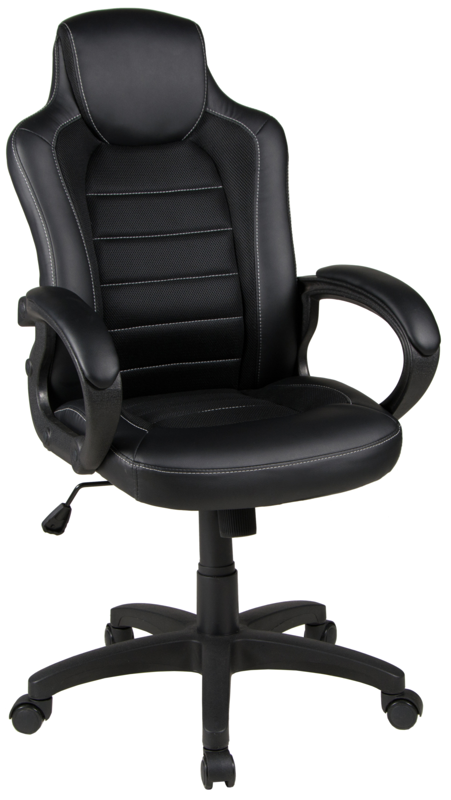 Chefsessel - schwarz - Lederoptik-Netzstoff
