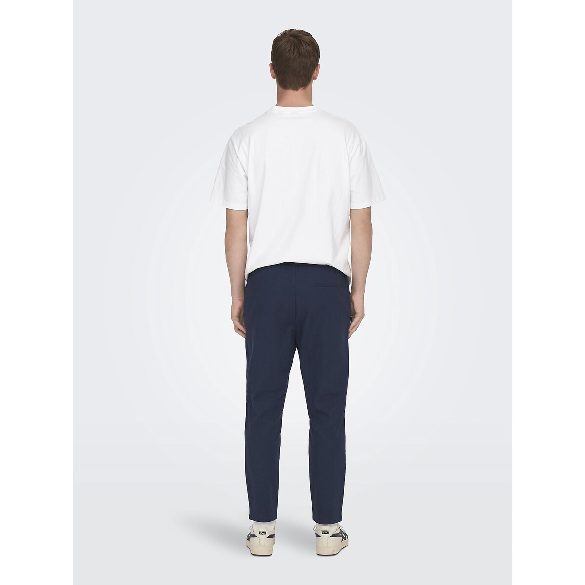 ONLY & SONS<br>Calças de algodão e linho com cordão na cintura