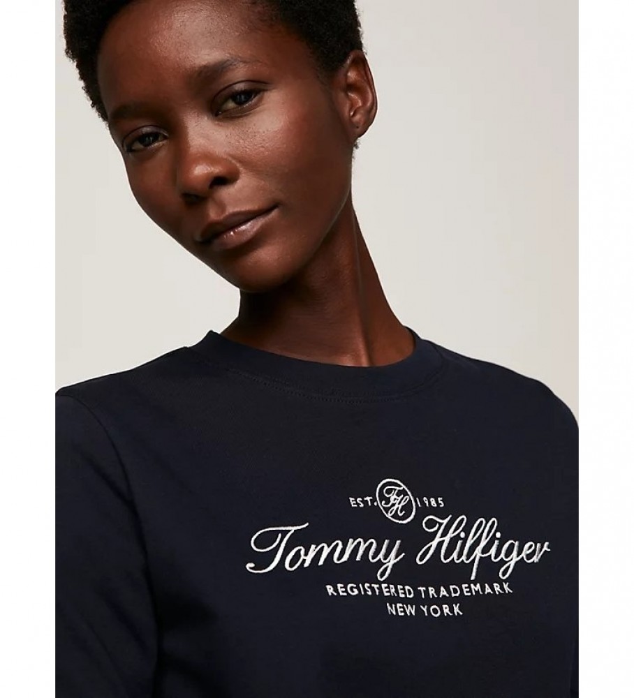 Suéter Tommy Hilfiger Azul Marinho com Estampa Regular