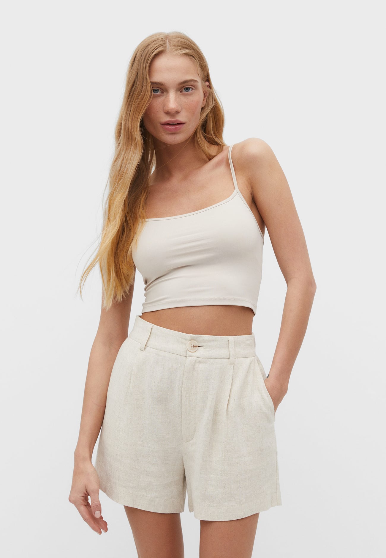 Top cropped de alças finas