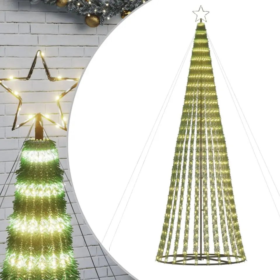 vidaXL - LED-kerstboom met spikes 688 LEDs 100x300 cm - Warmwit - Koper, ijzer