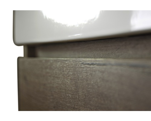 Sanox Maxx XL badkamermeubelset, BxHxD 81 x 183 x 45,5 cm, frontkleur eikengrijs met keramische wastafel wit