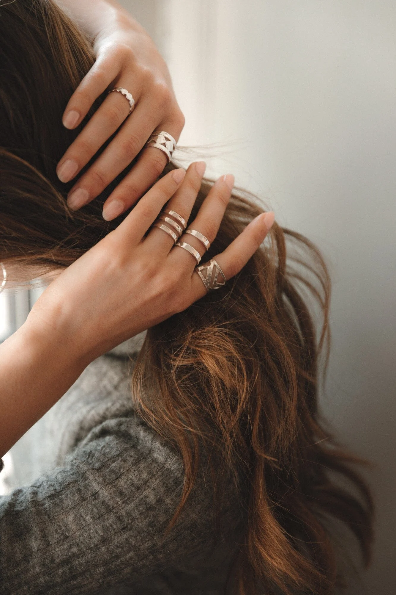 ENZO - Bague martelée plaqué or rose | Argent