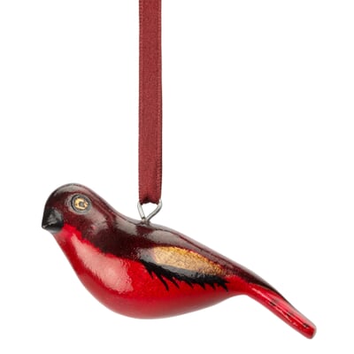 Dekovogel Holz handgeschnitzt, Feuerfink