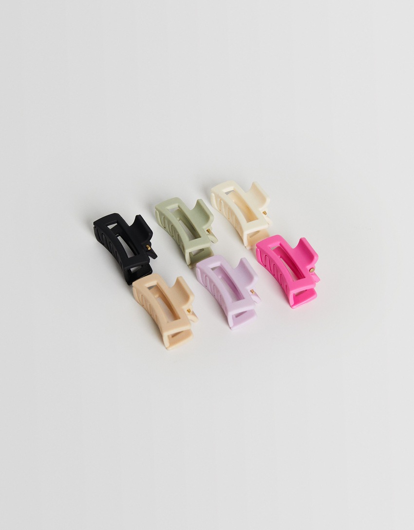 Conjunto de 6 mini prendedores retangulares foscos