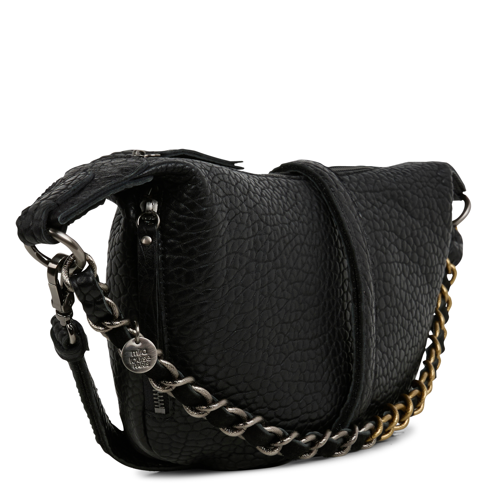 RUBINA - Sac bandoulière demi-lune en cuir | Noir