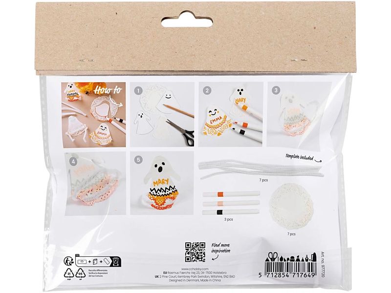 Creativ Company Bastelset Halloween Geister-Tischkarten Mini Kreativ Set