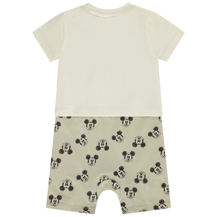 Combinaison courte effet 2 en 1 Mickey Disney pour bébé garçon - Ecru