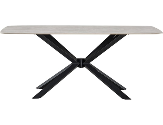 CONCEPT1 - Table Abraham travertin taupe 180x90x75 H 100% céramique