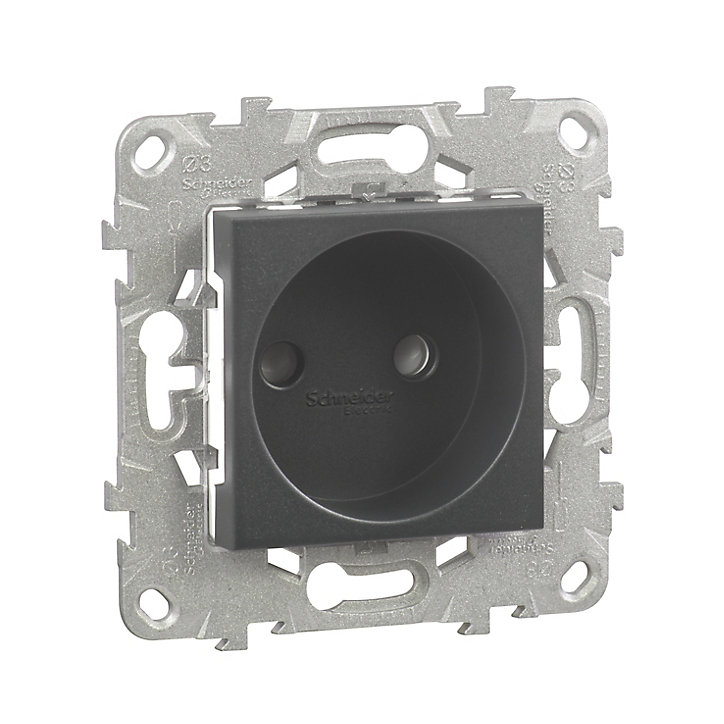 Mécanisme prise 2 pôles Schneider Electric Unica Déco anthracite