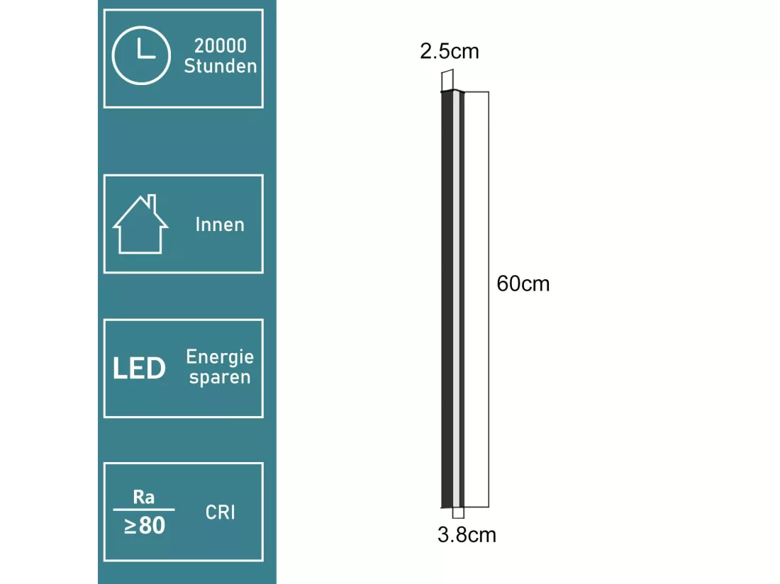 NETTLIFE Lot de 2 appliques murales d'intérieur à LED Moderne 60CM 21W Couloir Haut Bas Noir