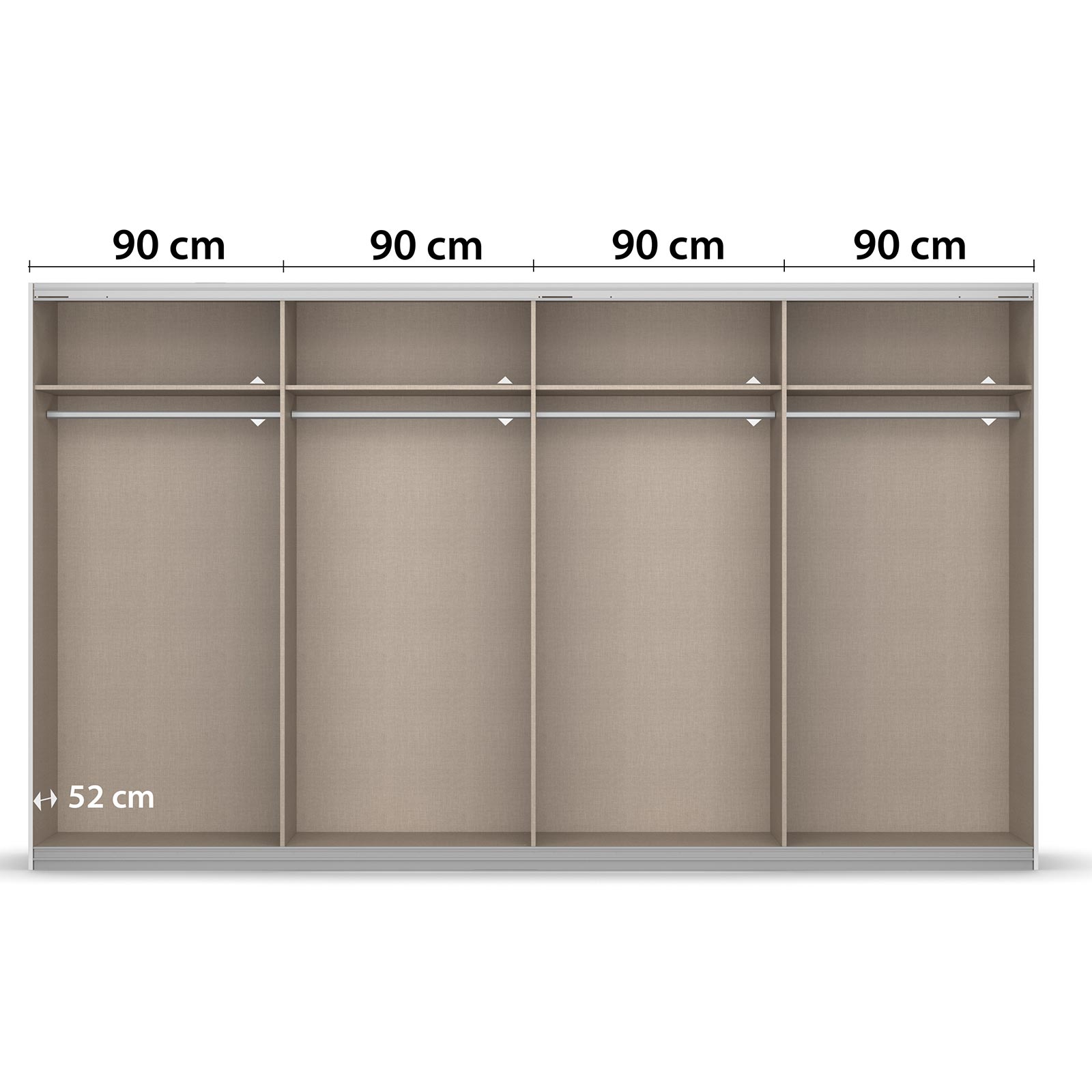 Schwebetürenschrank - Sonoma Eiche - 2 Glastüren - 360 cm
